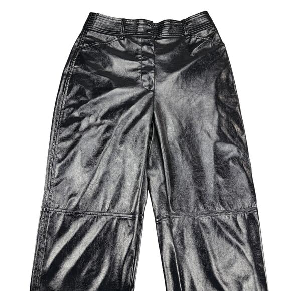 WILFRED Aritzia Funk Glossy Vinyl High Rise Slim Fit Pant Sz 2 Black - Picture 4 of 8